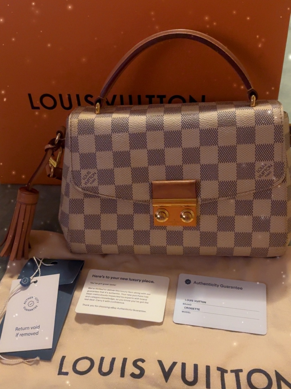 Louis Vuitton Damier Azur Top Handle Satchel in Light Beige and White